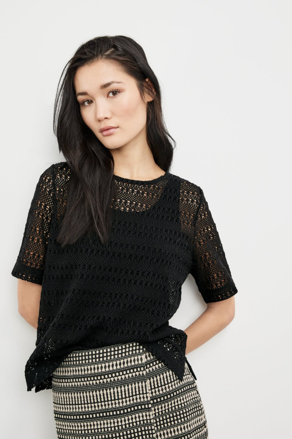 Футболка ажурной вязки из хлопка