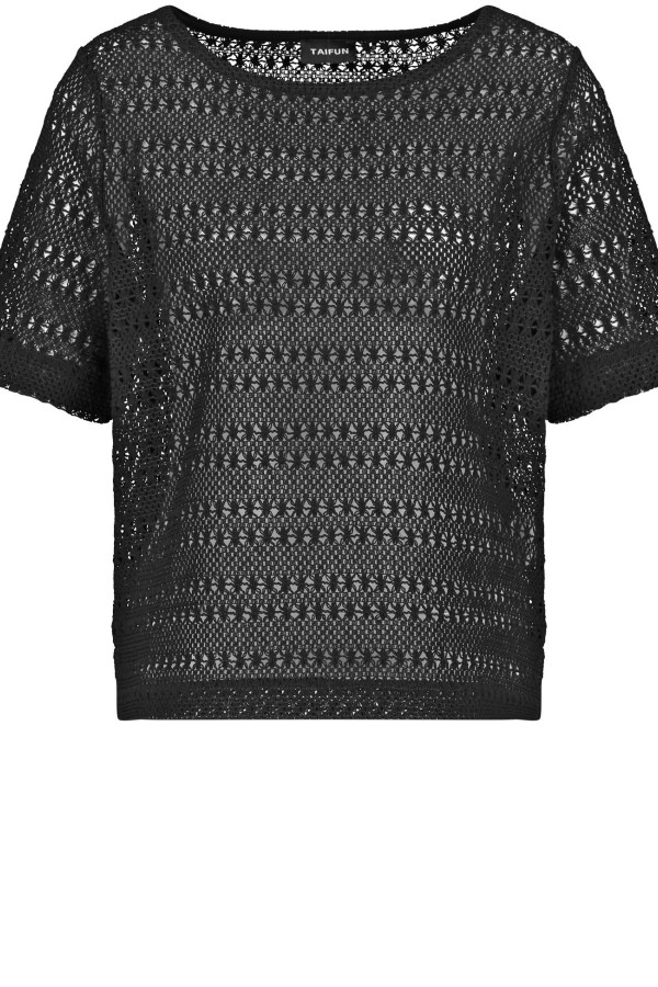 Футболка ажурной вязки из хлопка