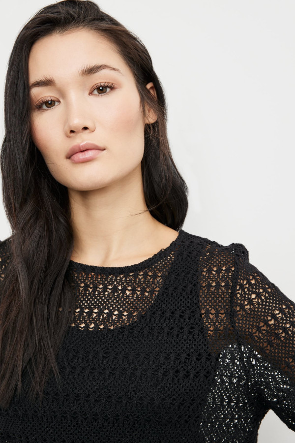 Футболка ажурной вязки из хлопка