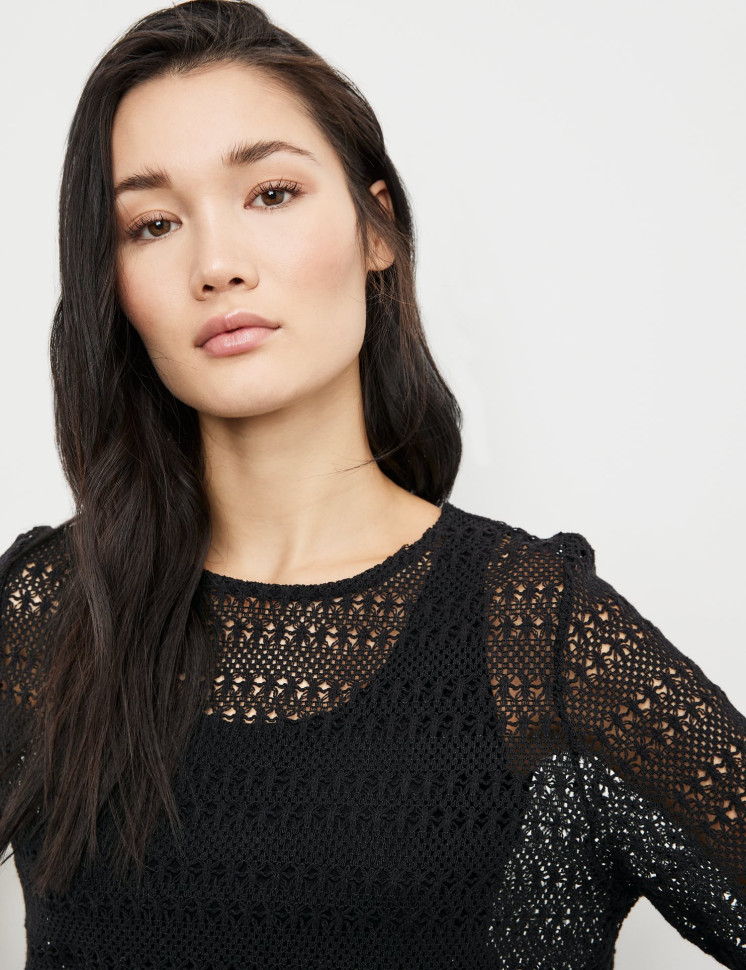 Футболка ажурной вязки из хлопка