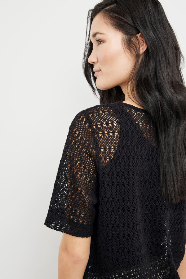 Футболка ажурной вязки из хлопка