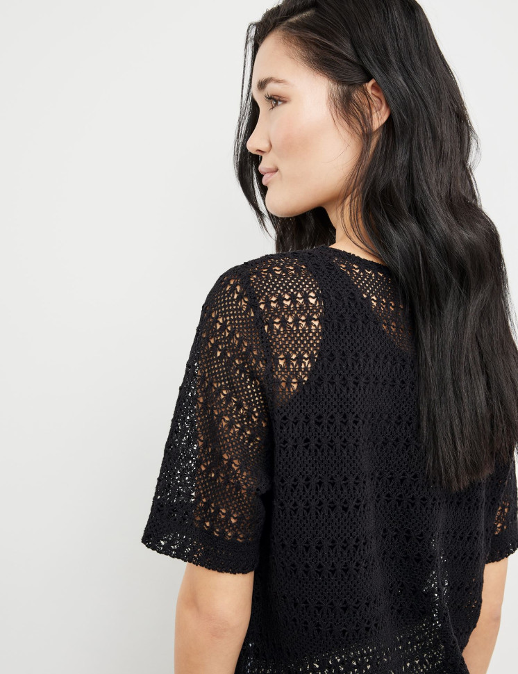 Футболка ажурной вязки из хлопка